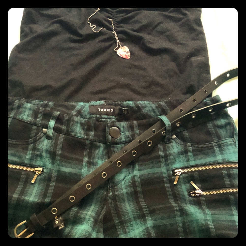 Torrid teal plaid skinny pant
